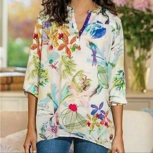 Soft Surroundings Tropic Breeze Botanical white Tunic top